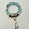 Pulsera de cuentas de piedra Shoushan de imitación china, diseño de nicho, estilo nacional, nueva pulsera de doble capa apilada para el mejor amigo del estudiante.