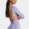 Conjunto de roupa de yoga sem costas com mangas compridas e ajuste transfronteiriço, top esportivo de manga comprida, conjunto feminino de calças de fitness para esportes ao ar livre de secagem rápida