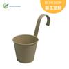 Balde de Flor de Metal Personalizado, Balde Redondo de Plantio com Gancho Único, Balde de Ferro Marrom, Balde Decorativo de Jardinagem, Balde de Ferro