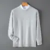 Suéter de Lana Pura Nuevo Otoño/Invierno Baicai Rong para Hombre Cuello Redondo Color Sólido Tejido de Punto Básico Casual de Negocios