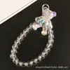 Nuevo Pulsera de Cristal con Cuentas y Llavero de Oso Sentado Lindo, Accesorio de Mano con Cadena de Oso Femenina Soñadora