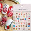 Pegatinas de Arte para Uñas Nuevas Transfronterizas Estilo Navideño en Relieve 5D Pingüino de Dibujos Animados Copo de Nieve Lazo Campana Pegatinas para Uñas