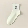 Meias Divertidas de Desenho Animado Meia-Panturrilha para Mulheres, Primavera e Outono, Simples, Versátil, Estilo Universitário, Algodão Penteado, Unissex, para Casais, Corrida, Meias Esportivas