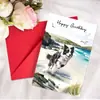 Tarjeta de Cumpleaños Acuarela Border Collie Costa Marina Feliz Cumpleaños Tarjeta Temática de Perro Venta al por Mayor Transfronteriza con Sobre