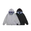 Sudadera con Capucha a Cuadros Falsa de Dos Piezas Americana 2024 Cárdigan para Hombres y Mujeres Chaqueta Holgada de Otoño Cleanfit Negro Gris