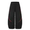 Calça casual esportiva de perna larga com barra curva color block para homens e mulheres, da marca americana de moda de rua, coleção outono 2026, corte solto