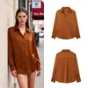 Za Comercio Exterior Venta al por mayor transfronteriza Estilo europeo y americano Ropa para mujer Moda de verano Simple Textura de satén Camisa de alta gama