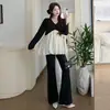 Ropa de Maternidad Otoño 2026: Diseño simple de cuello en V, patchwork de lunares, top tipo babydoll, pantalones ligeramente acampanados con soporte para el vientre