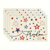 La Serie más Vendida de Temu para el Día de la Independencia Estrella Patrón Patriótico Lino Estampado Decoración de Mesa Tela Manteles Individuales Manteles Individuales Estilo Occidental