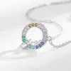 Moderna Cadena de Arcoíris con Anillos Dobles Únicos y Diamantes, Collar con Colgante de Estilo de Nicho, Joyería de Collar Transfronteriza Europea y Americana para Mujeres