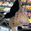 Bolsa de Almacenamiento Portátil Estilo Coreano Grande Linda Dibujos Animados Plegable Portátil Bolsa de Compras para Supermercado Bolsa Tote