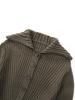Exportação Transfronteiriça Roupas Femininas Outono 2025 Estilo Europeu e Americano Cardigan de Malha Cor Lisa com Botões e Lapela Grande Jaqueta Cardigan