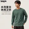 Camiseta Masculina 260g Algodão Puro Estilo High Street Ombro Caído Caimento Solto Outono Nova Básica Manga Longa Liquidação