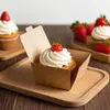 Caixa de Embalagem Personalizada Descartável de Papel Kraft Retangular Caixa de Almoço de Papel Caixa para Lanche para Levar Caixa de Papel para Sobremesas de Confeitaria