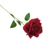 Venta al por mayor Rosa de Simulación Tallo Único Flor Falsa Flor de Rosa de Franela Flor de Interior Pared de Flores Arte Floral Arreglo Floral Decoración de Arco de Boda Flor