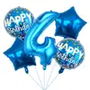 Balão Digital Azul de Folha de Alumínio Estrela de Cinco Pontas de 32 polegadas Conjunto de Balões para Decoração de Festa de Primeiro Aniversário de Menino