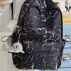 Mochila Texturizada Preto e Branco Estilo Ins 2026 para Estudantes Universitárias, Grande Capacidade, Leve, Aparência Sofisticada, Mochila Escolar Personalizada