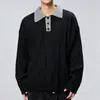 Design original retrô xadrez OV em duas peças, suéter de tricô com detalhes em trança, estilo solto e casual, adequado para homens e mulheres, incorporando a estética "old money".