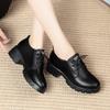 Zapatos de cuero con cordones para mujer primavera y otoño 2021 nuevos cuero suave suela suave boca profunda zapatos de una sola capa plataforma negra zapatos de plataforma para mujer