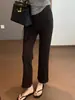 La primavera no es demasiado tarde. Pantalones negros ajustados de campana/¡adelgazantes y que alargan las piernas! Pantalones de pierna recta que realzan la forma de la pierna, pantalones negros minimalistas sin cintura