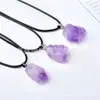 Collar de piedra amatista natural en bruto de forma irregular al por mayor, colgante de amatista único para mujer, suministro transfronterizo