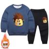 Traje de niño, otoño e invierno, para niños, deportes masculinos, ocio, suéter grueso con forro polar, ropa de invierno de dos piezas, moda infantil