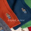 "Oso Caballero" Bufanda Gruesa de Punto de Lana 100% Australiana de Color Sólido Bufanda Bordada para Pareja Regalo para Mujeres