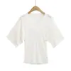 675-25 Nuevo Estilo de Verano Estilo Europeo y Americano Lyocell Sexy Cuello en V Profundo Ceñido a la Cintura Manga Corta Estilo Perezoso Top Camiseta para Mujer