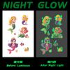 Lindo Tatuaje Adhesivo Luminoso de Sirena de Dibujos Animados para Mujer Niños Brazo Hombro Impermeable Larga Duración Fluorescente No Tóxico Lavable