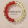 Pulsera de Ágata Roja Natural y Citrino para Mujeres, Simple y Versátil, Pulsera de Cuentas para Recaudar Riqueza para Hombres, Regalo Genuino