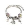 Moda europea y americana transfronteriza diy aleación cuentas de vidrio de agujero grande elefante pequeño árbol de la vida retro transparente pulsera multiestilo
