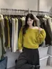 Solo Hogar VI+2026 Otoño/Invierno Estilo Coreano Temperamento Sencillo Diseño Engrosado Sentido de Diseño de un Hombro Suéter Cálido para Mujer 99695