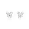Pendientes de botón de plata 999 con diseño de mariposa brillante para mujer, diseño de nicho Ins, modernos, exquisitos, frescos, versátiles, pendientes de alta gama