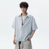 Camisa Listrada Falsa de Duas Peças com Manga Curta para Homens, Estilo Verão, Camisa Spliced de Manga Meia-Manga, Estilo Coreano Casual Estilo Casal Top Camiseta