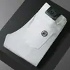 Marca Italiana de Alta Qualidade Tendência Outono e Inverno Juventude Elástico Slim Reto Jeans Preto Estampado de Veludo Espessado para Homens