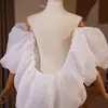 Luvas de Malha Longas com Mangas Bufantes para Noiva Mangas Bufantes Vestido Vintage de Luxo Acessórios de Casamento Fotografia