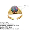 Anillo Dorado Multicapa de Acero de Titanio Transfronterizo Europeo y Americano Estilo Retro Francés Piedra Natural Colorida de Nicho Versátil de Alta Gama