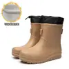 Botas de Lluvia con Cordón para Hombre Nuevas Impermeables para Senderismo al Aire Libre Zapatos de Agua Casuales Botas Cortas de Pareja Botas de Lluvia de Media Pantorrilla