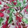 Malha Estampada 40D Poliéster Elástico Malha Estampada, Rosa Vermelho Feriado Brilhante Flor Folha Verde Superfície de Vestido Camiseta para Usar por Baixo
