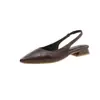 Zapatos de tacón alto de punta fina estilo francés con tacón grueso y espalda descubierta, nuevos zapatos de trabajo elegantes estilo hada de cuero suave para mujer temporada primavera/otoño 2025