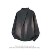 Suéter de gola alta com design de botões irregulares para homens, marca moderna estilo coreano, top de malha cleanfit cool e casual