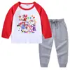 2026 Nova Camiseta Infantil de Primavera e Outono Gola Redonda Desenho Animado Manga Longa Camiseta Básica Conjunto para Meninos e Meninas Camiseta de Algodão
