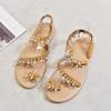 Wish2018 verano Comercio exterior nuevo hecho a mano con cuentas Moda Europea y Americana Sandalias Planas para Mujer 34-43 talla extra