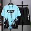 Verão Novo Casual Terno Esportivo Masculino Marca Da Moda Adolescente Ensino Médio Estudantes Do Ensino Médio Manga Curta Shorts Conjunto De Duas Peças