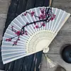Abanico Blanco Tejido de Bambú con Armazón de Bambú, Abanico de Seda de Bambú para Mujer, Regalo Estilo Chino, Accesorio para Boda, Adecuado para Mujeres
