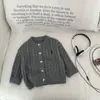 Cárdigan de Punto Retro Versátil con Cuello Redondo para Niños, Abrigo Estilo Coreano, Suéter Bordado Estilo Western para Hombres y Mujeres