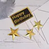 Estrela da série cartão de inserção de bolo preto decoração tridimensional estrela de cinco pontas preto dourado bronzagem HB feliz aniversário plug-in de amor