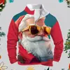 Sudadera Navideña para Hombre Estilo Comercio Exterior Transfronterizo 2024 Moda Sudadera con Estampado Digital Navideño Cuello Redondo Pullover