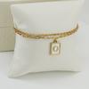 Pulseras con Alfabeto de 26 Letras Europeas y Americanas Transfronterizas para Mujer, Doble Capa, Joyería de Acero de Titanio con Clip de Papel de Moda, Al por Mayor en Stock