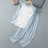 Roupas Finas de Casa para Crianças Verão Modal Meninos e Meninas Seda Gelada Pijama Manga Longa Calça Longa Conjunto de Roupas para Ar Condicionado